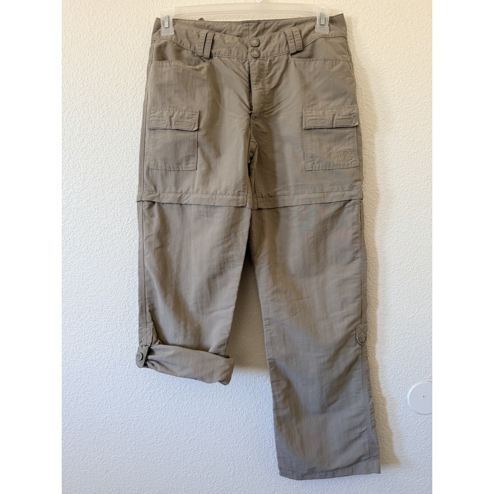 The North Face Womens Cargo Pants Size 8 Convertible Hiking Nylon Tan - Picture 8 of 16